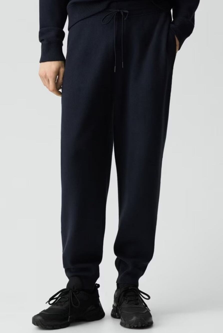 Theory Mens Waffle Knit Jogger Sweatpants Large Black Drawstring Lounge Comfort